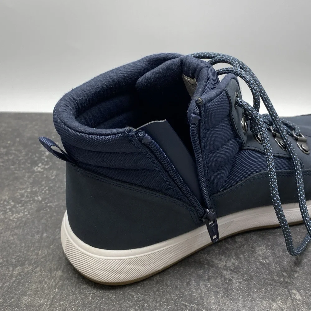Cat & Jack Damien Boots Boys Size 6 Navy Blue Side Zip Lace Up Shoes F00011213